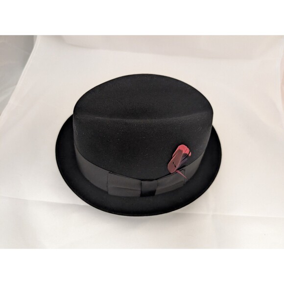 Vintage Nearly Unworn 1960's Dobb's Fifth Avenue Black Trilby Hat - size 7 1/8 - Picture 1 of 8